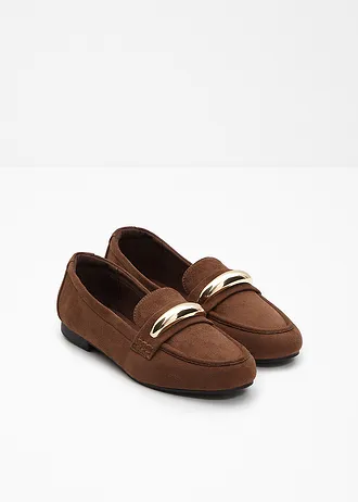 Loafers met metallic details, Kleur: bruin