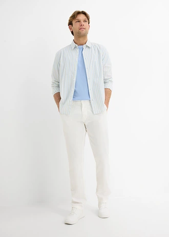 Chino kalhoty Regular Fit, Straight, z čistého lnu, barva: bílá
