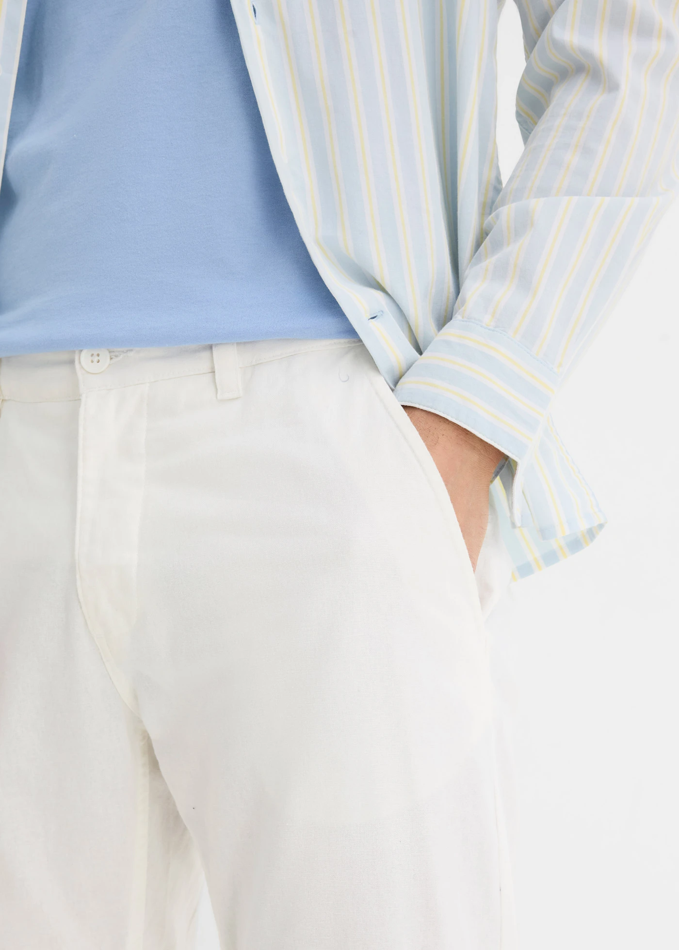 Regular fit linnen chino met comfortband, straight • wit • bonprix online shop