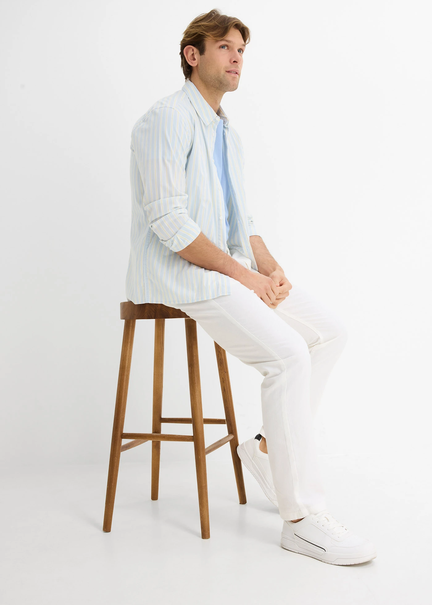 Chino kalhoty Regular Fit, Straight, z čistého lnu • bílá • bonprix obchod