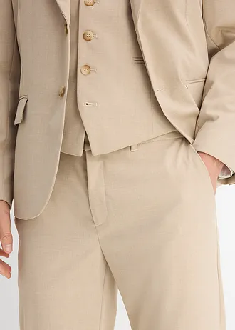 Garnitur na ślub (komplet 4-cz.) z kamizelką i krawatem, regular fit • jasnobrązowy melanż • sklep bonprix