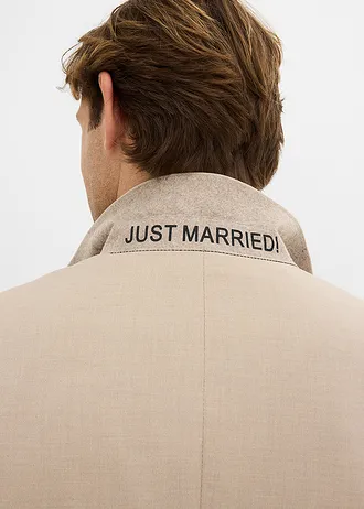 Garnitur na ślub (komplet 4-cz.) z kamizelką i krawatem, regular fit, kolor: jasnobrązowy melanż