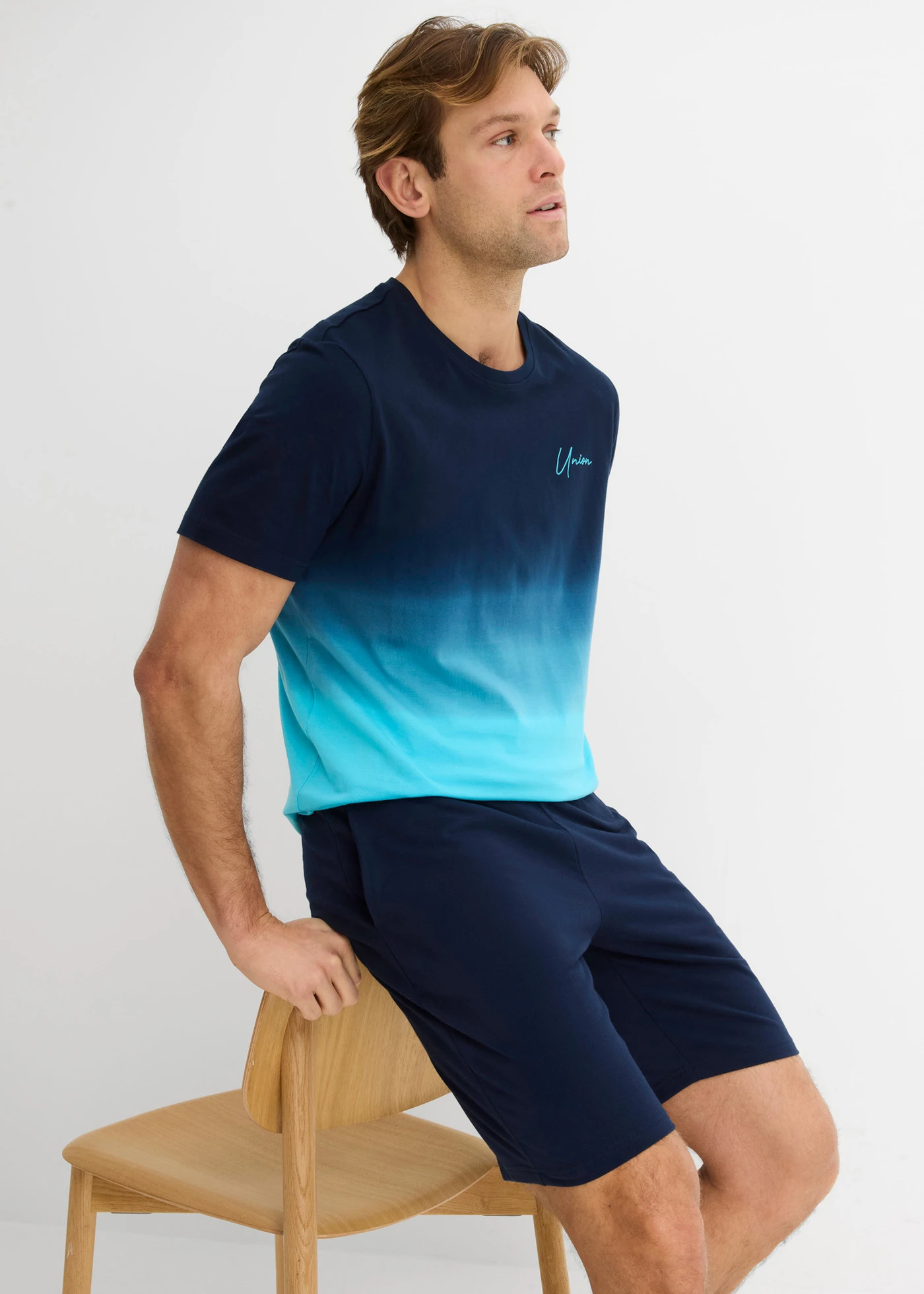 T-shirt en sweatbermuda (2-dlg. set) • donkerblauw-aqua • bonprix online shop