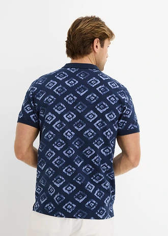 Žerzejové pólo tričko s organickou bavlnou, Slim Fit • tmavě modrá s potiskem • bonprix obchod