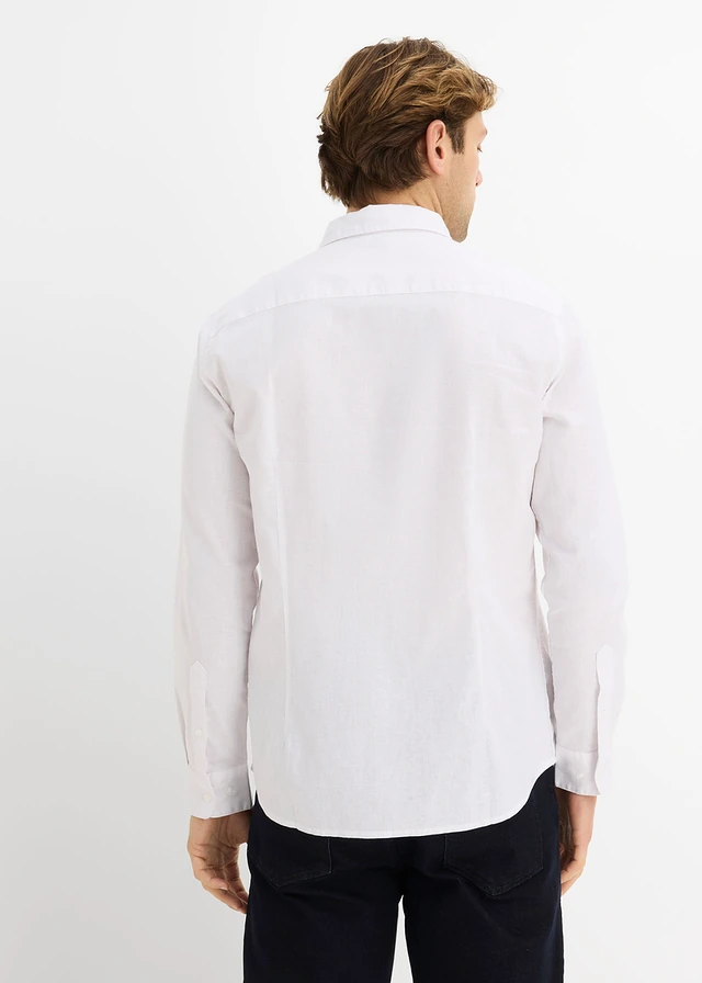 Overhemd met lange mouwen van een luchtige linnenmix, modern fit • wit • product-page.page-title-suffix