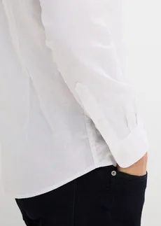 Košeľa s dlhým rukávom z chladivého pláteného mixu, Modern Fit • biela • obchod bonprix