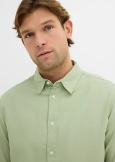 Cămașă cu mâneci lungi din material răcoritor cu in, Modern Fit • gri/verde • magazin bonprix
