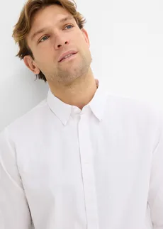 Chemise manches longues en lin mélangé rafraîchissant, coupe moderne • blanc • Boutique bonprix