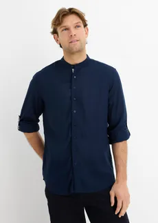 Cămașă cu mâneci lungi din material răcoritor cu in • bleumarin • magazin bonprix