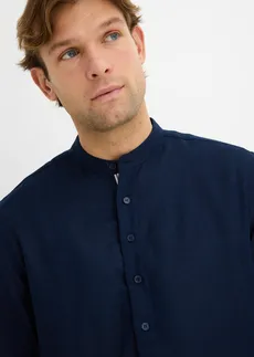 Cămașă cu mâneci lungi din material răcoritor cu in • bleumarin • magazin bonprix