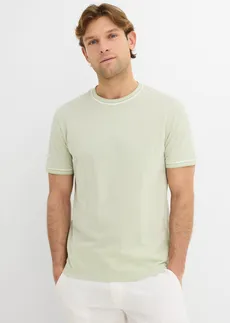 Tricou 100% din bumbac organic pique, culoare: gri-verde melanj