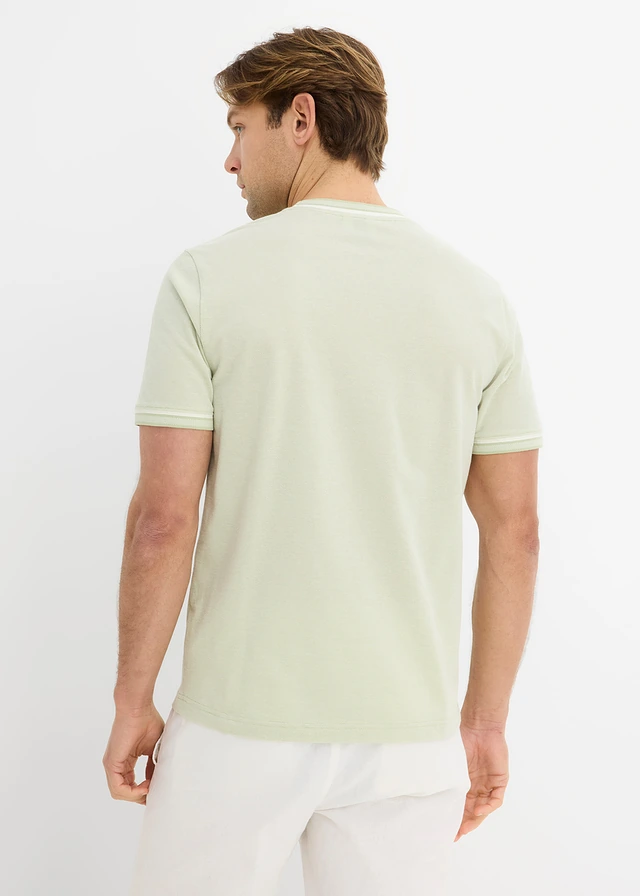 Piqué T-shirt van puur biologisch katoen, Kleur: lichtgroen gemêleerd