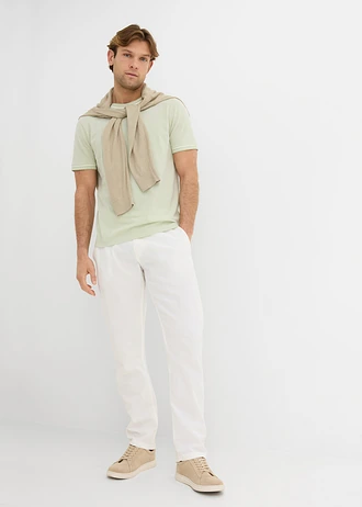 Piké póló tiszta bio-pamutból • szürkészöld melírozott • bonprix áruház