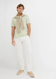 T-shirt en maille piquée 100% coton, Couleur: vert pâle chiné