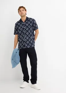 Overhemd met korte mouwen en Resort-kraag • donkerblauw gedessineerd • bonprix online shop
