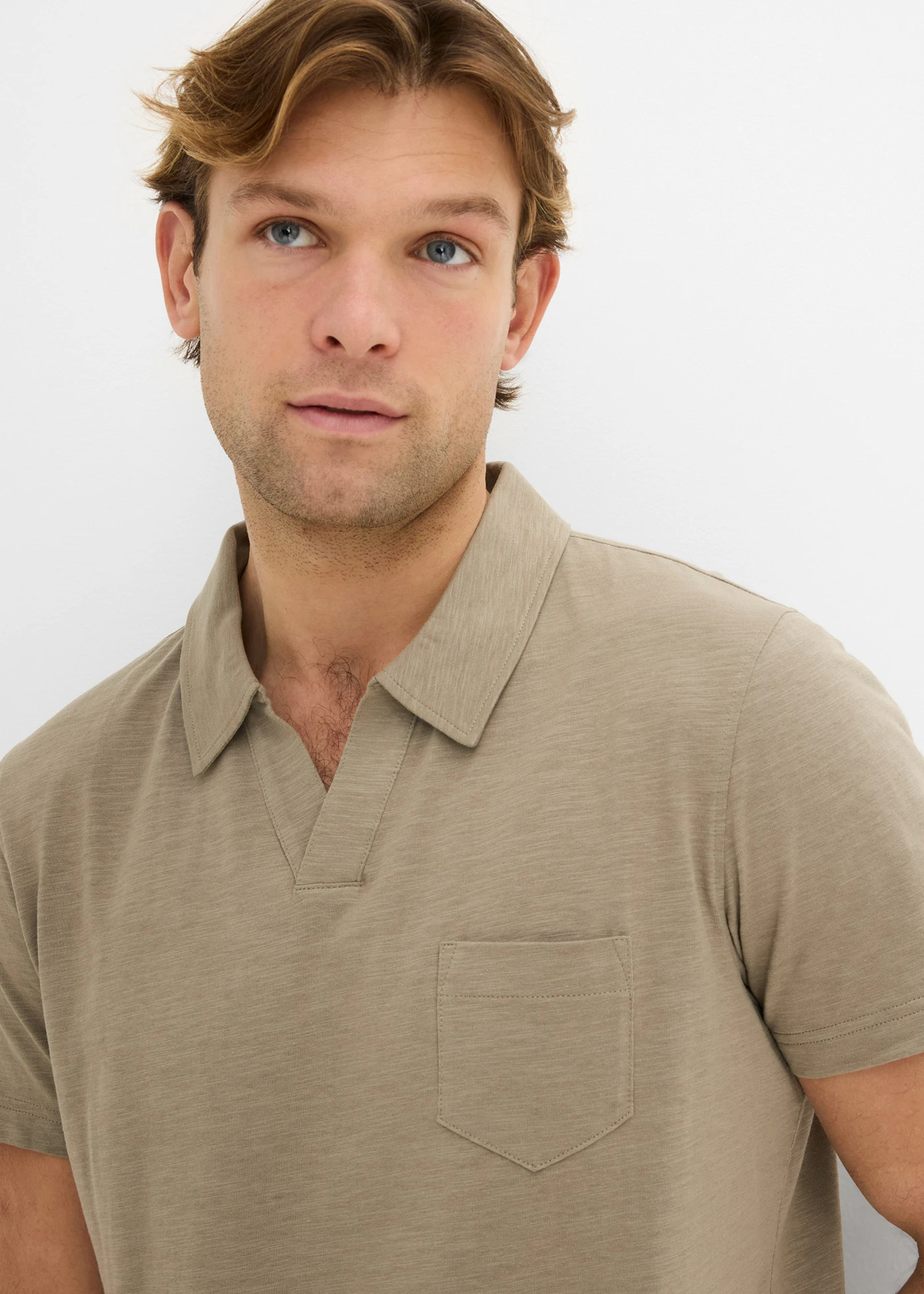 Poloshirt van puur biologisch katoen (set van 3) • donkerblauw+rookolijfgroen+wit • bonprix online shop