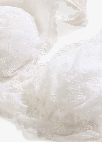 Sutien Bralette fără armătură din dantelă fină (set/2 buc.), culoare: alb