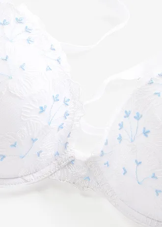 Sutien cu cupe cu broderie delicată • alb/bleu • magazin bonprix