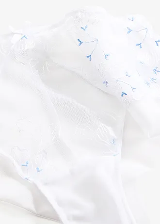 Brazilian slip met delicaat borduursel • wit-lichtblauw • bonprix online shop