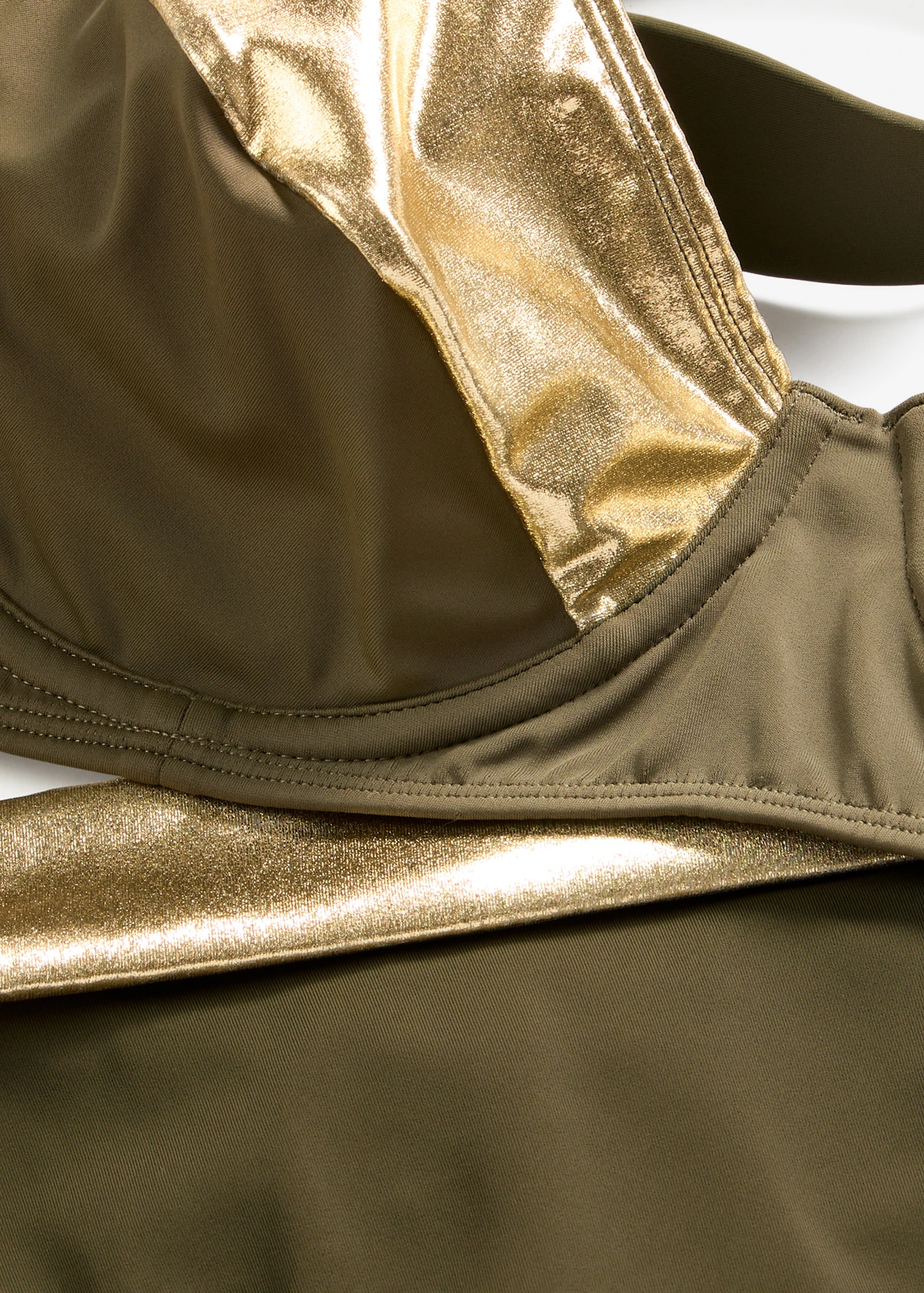 Costum de baie minimizer cu inserții aurii (set/2 piese) • oliv închis/auriu • magazin bonprix