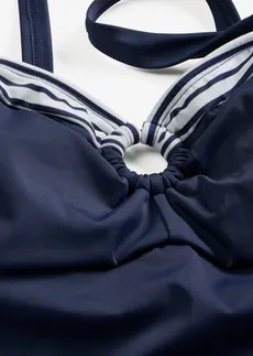 Maillot 1 pièce sculptant, maintien léger • bleu foncé / blanc • Boutique bonprix