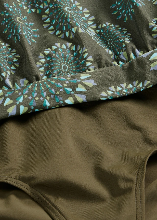 Tankini oversize à bretelles larges (ens. 2 pces) • olive foncé graphique • product-page.page-title-suffix