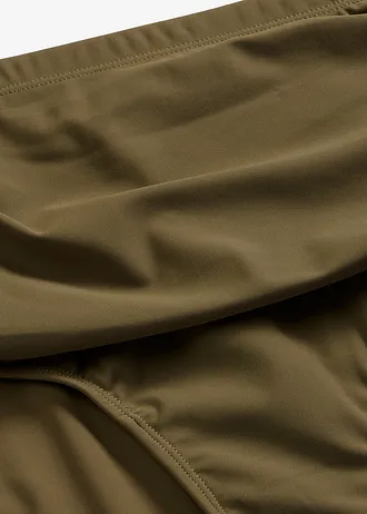 Lekko modelujące figi bikini z wysokim stanem i falbanką • ciemny oliwkowy • sklep bonprix