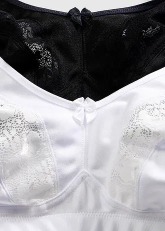 Lot de 2 soutiens-gorge grand maintien sans armatures, bretelles rembourrées • noir/blanc • Boutique bonprix