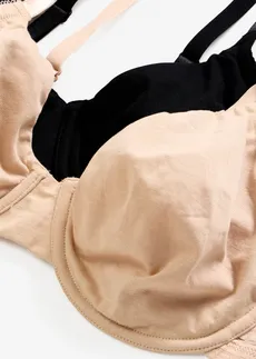Nieusztywnianiany biustonosz pod T-shirt, z fiszbinami z bawełną organiczną (2 sztuki) • czarny+kredowy beżowy • sklep bonprix