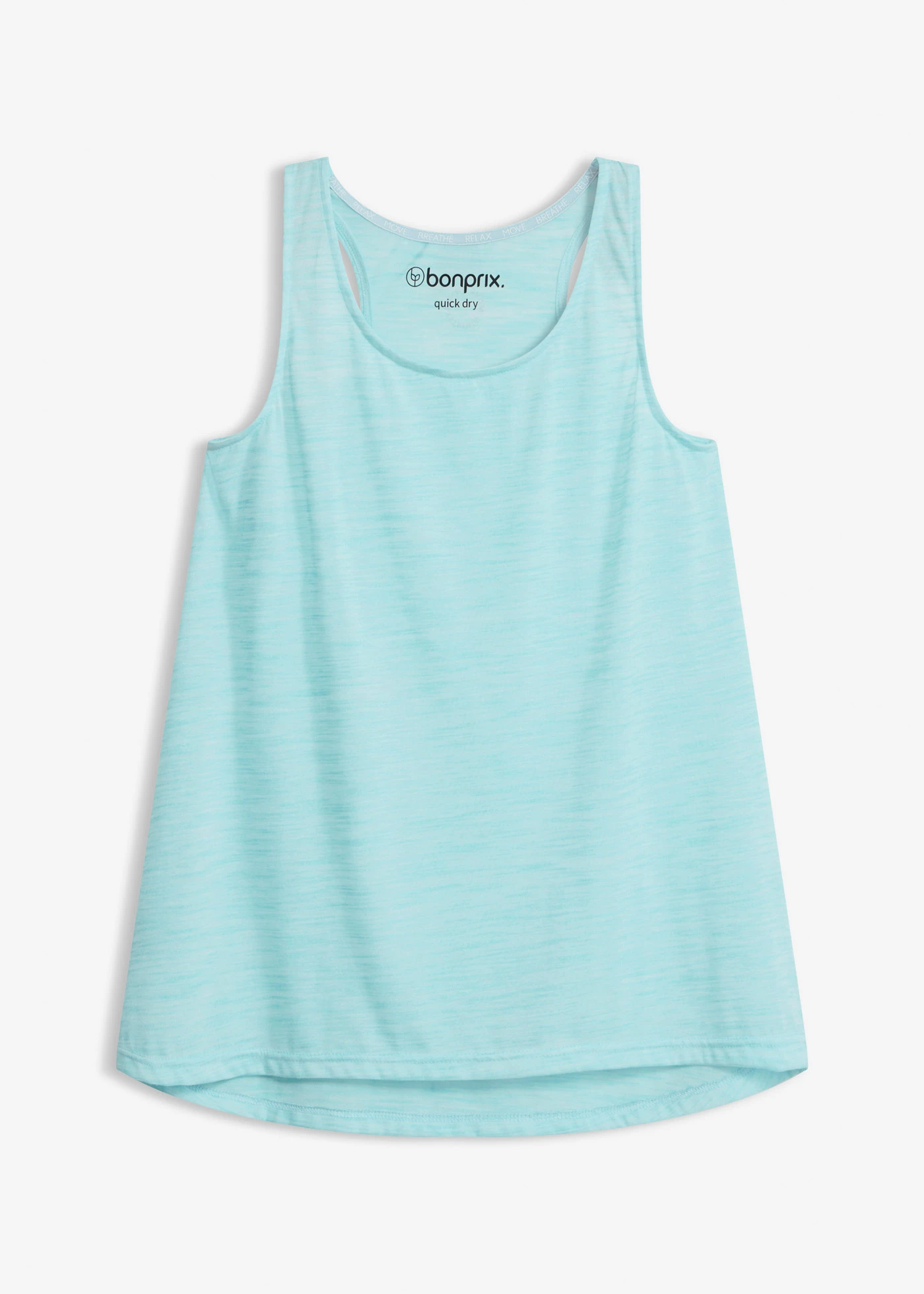 Lichte sporttop met slubgaren, sneldrogend • aqua gemêleerd • bonprix online shop