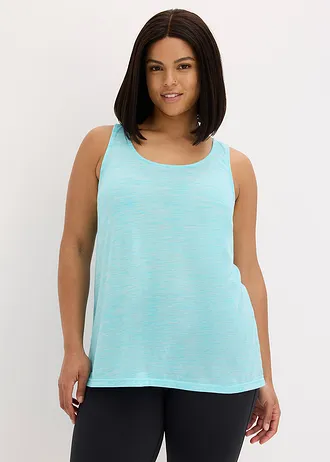 Lichte sporttop met slubgaren, sneldrogend, Kleur: aqua gemêleerd