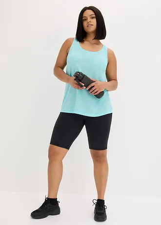 Lichte sporttop met slubgaren, sneldrogend, Kleur: aqua gemêleerd