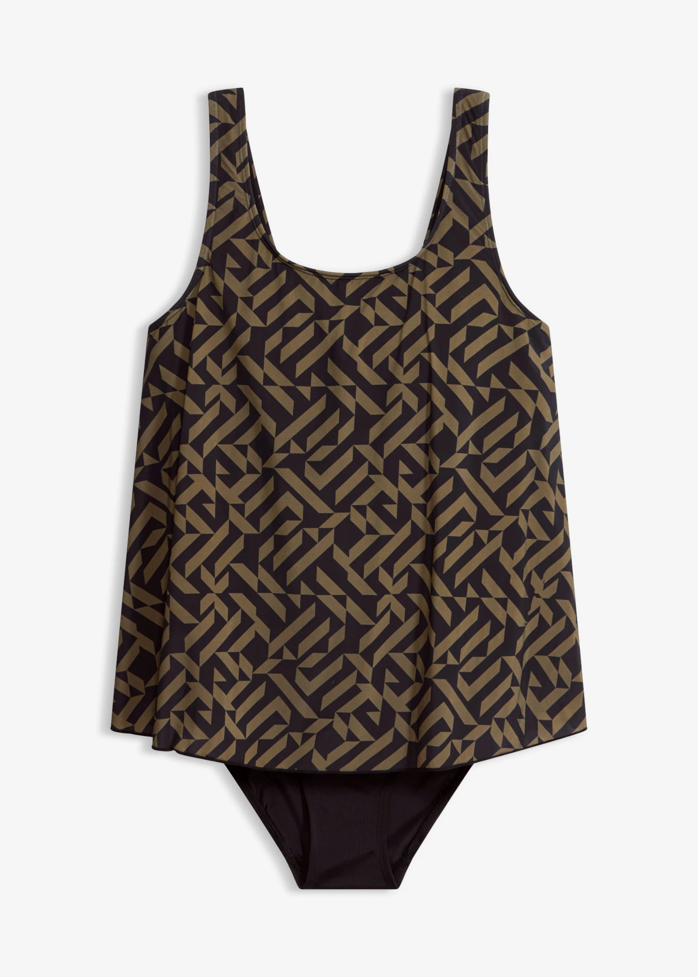 Fürdőruha tankini fazonban • fekete-sötét olivazöld • bonprix áruház