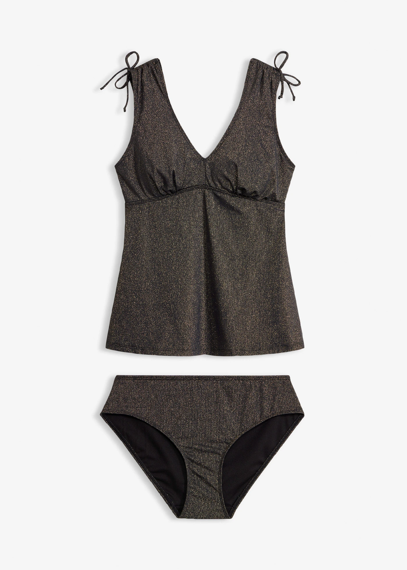 Tankini van glitterend materiaal (2-dlg. set) • zwart • bonprix online shop