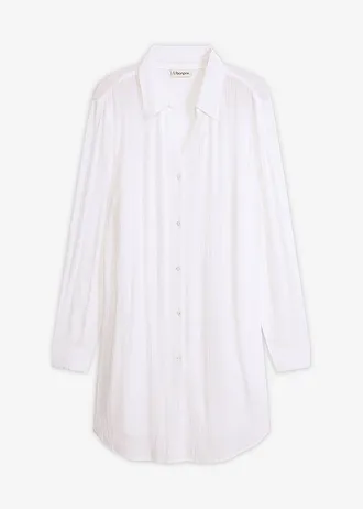 Robe-chemise de plage en viscose fluide • blanc • Boutique bonprix