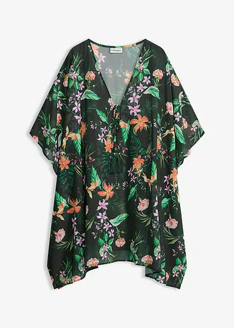 Strandtuniek van lichte chiffon • groen gebloemd • bonprix online shop