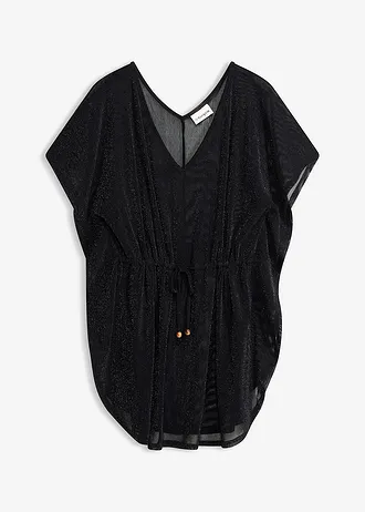Strandtuniek van glitterend materiaal • zwart/zilverkleur • bonprix online shop