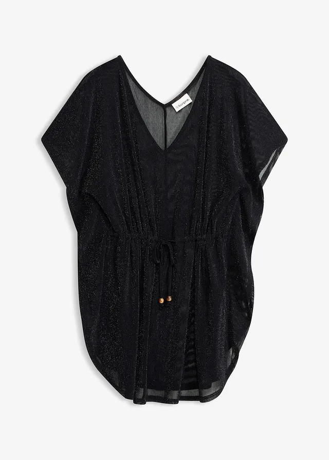 Strandtuniek van glitterend materiaal • zwart/zilverkleur • bonprix online shop