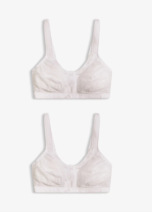 Lot de 2 soutiens-gorge grand maintien sans armatures, bretelles rembourrées
