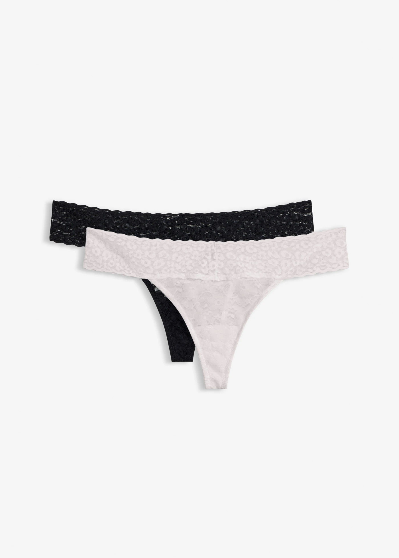 Tanga csipkéből (2 db-os csomag) • fehér+fekete • bonprix áruház