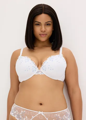 Soutien-gorge à coques et broderies, Couleur: blanc + bleu clair