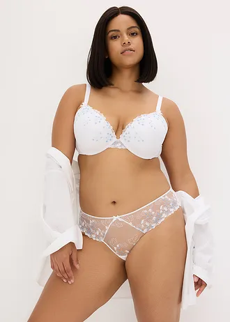 Soutien-gorge à coques et broderies, Couleur: blanc + bleu clair