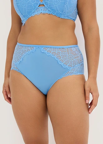 Figi z wysokim stanem i orientalną koronką, kolor: niebieski niemowlęcy