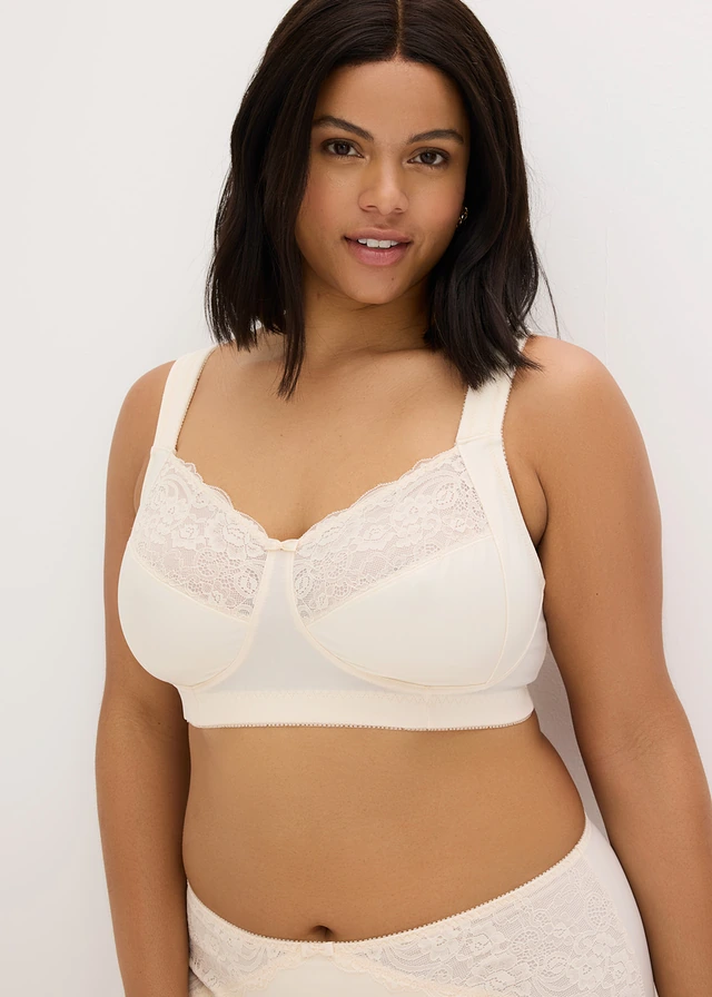 Steun bh zonder beugels met gewatteerde schouderbandjes, Kleur: beige