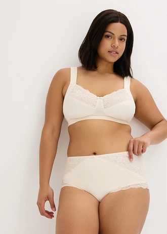 Steun bh zonder beugels met gewatteerde schouderbandjes, Kleur: beige