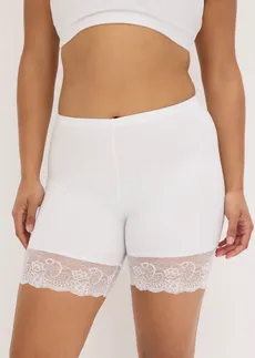 Cycliste anti-frottement en polyamide rafraîchissant avec jambe en dentelle, Couleur: blanc