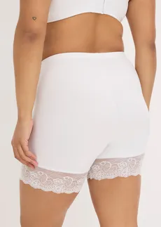 Cycliste anti-frottement en polyamide rafraîchissant avec jambe en dentelle, Couleur: blanc