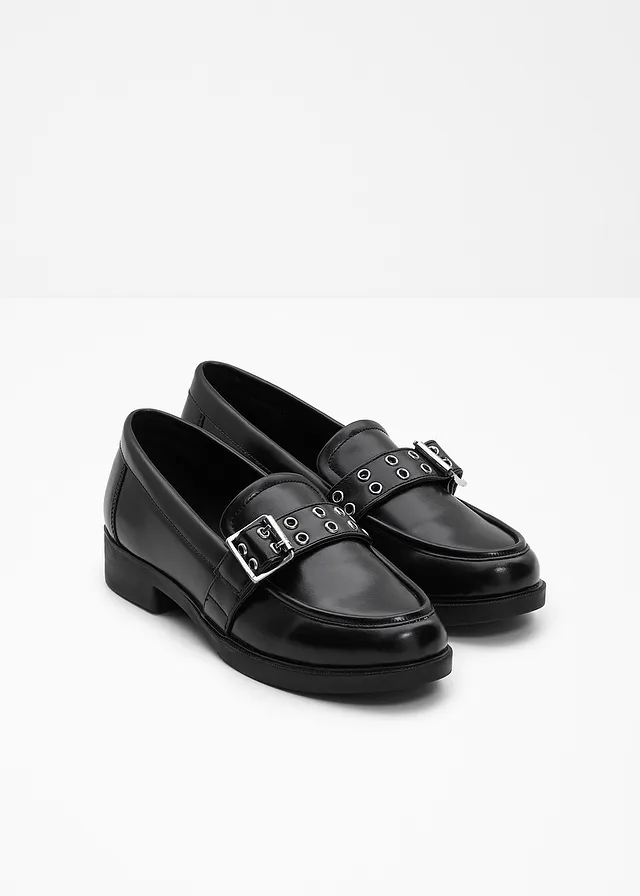 Bikerloafers, Kleur: zwart