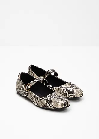 Ballerines à bride, look animalier • beige-noir python • Boutique bonprix