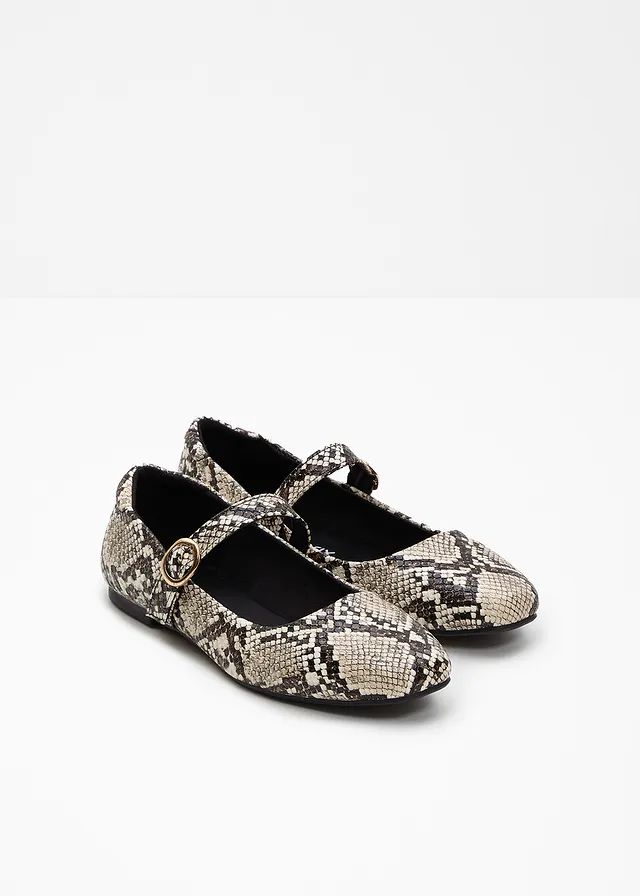 Ballerines à bride, look animalier • beige-noir python • product-page.page-title-suffix